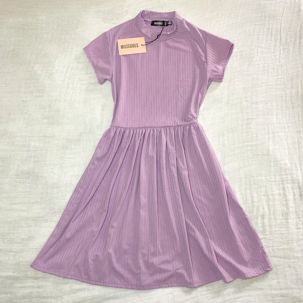 NWT Missguided Lavender Skater Dress - Size 2
